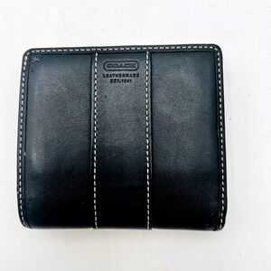 Vintage Coach Leather Trifold Wallet/Coin Black